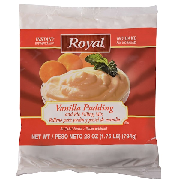 Mezcla de relleno para pudín y pay instantáneo sabor vainilla Royal Royal 28 oz., paquete de 12 - 48520
