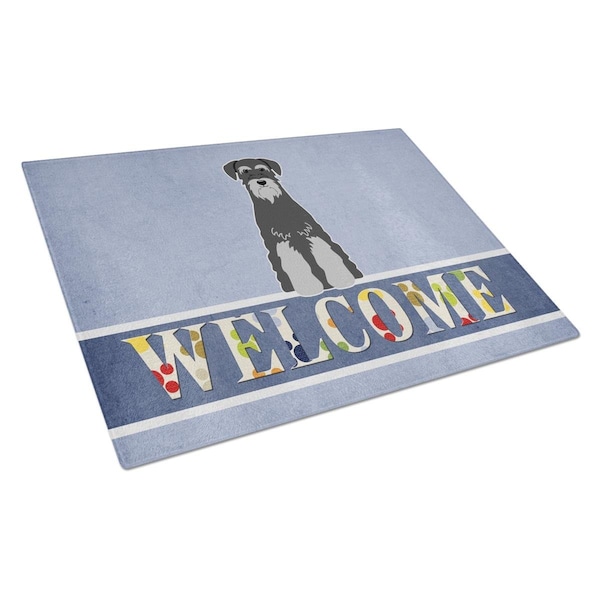 Carolines Treasures Standard Schnauzer Black Grey Welcome Glass Cutting Board Large - BB5615LCB