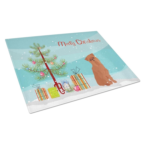 Carolines Treasures Brussels Griffon Christmas Tree Glass Cutting Board Large - CK3494LCB