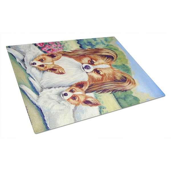 Carolines Treasures Papillon Mommas Love Glass Cutting Board - Large- 15 x 12 in. - 7042LCB