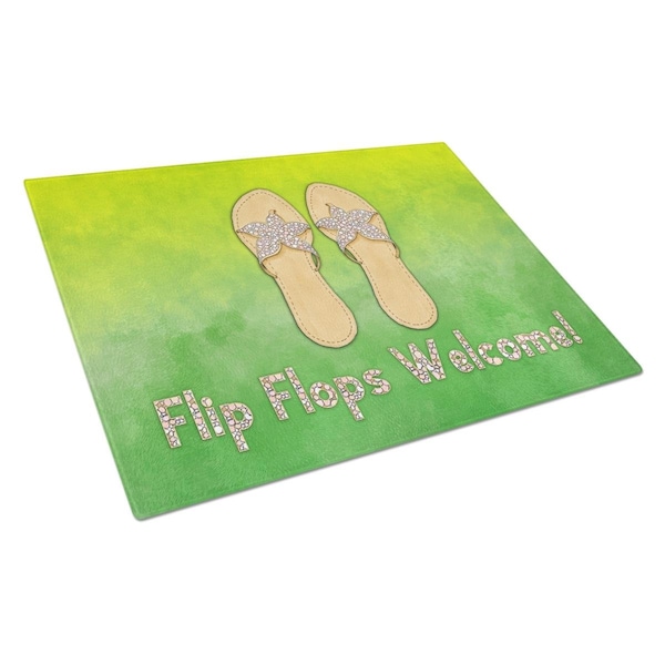 Carolines Treasures Flip Flops Welcome Glass Cutting Board Large - BB7454LCB