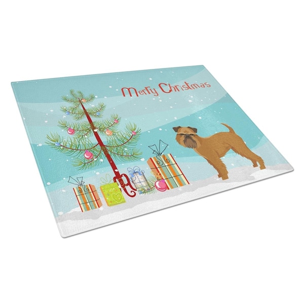 Carolines Treasures Brussels Griffon Christmas Tree Glass Cutting Board Large - CK3544LCB