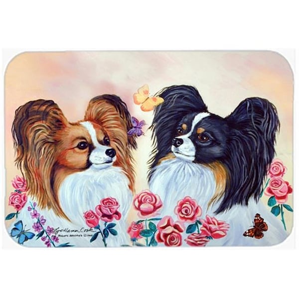 Carolines Treasures Carolines Treasures 7272LCB Papillon Glass Cutting Board - Large; 15 x 12 in. - 7272LCB