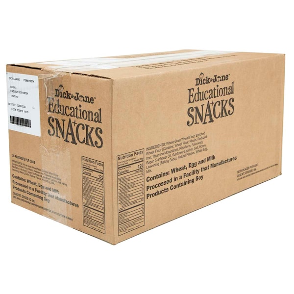 Galletas de bocadillos educativos Dick And Jane en inglés y español de 1 oz. Bolsa, PK120 - SC8803