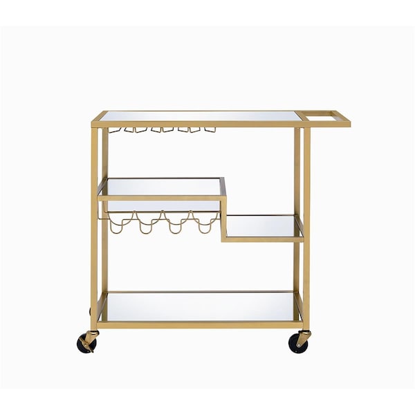 Made-To-Order Serving Cart - Gold & Clear Glass - MA3088380