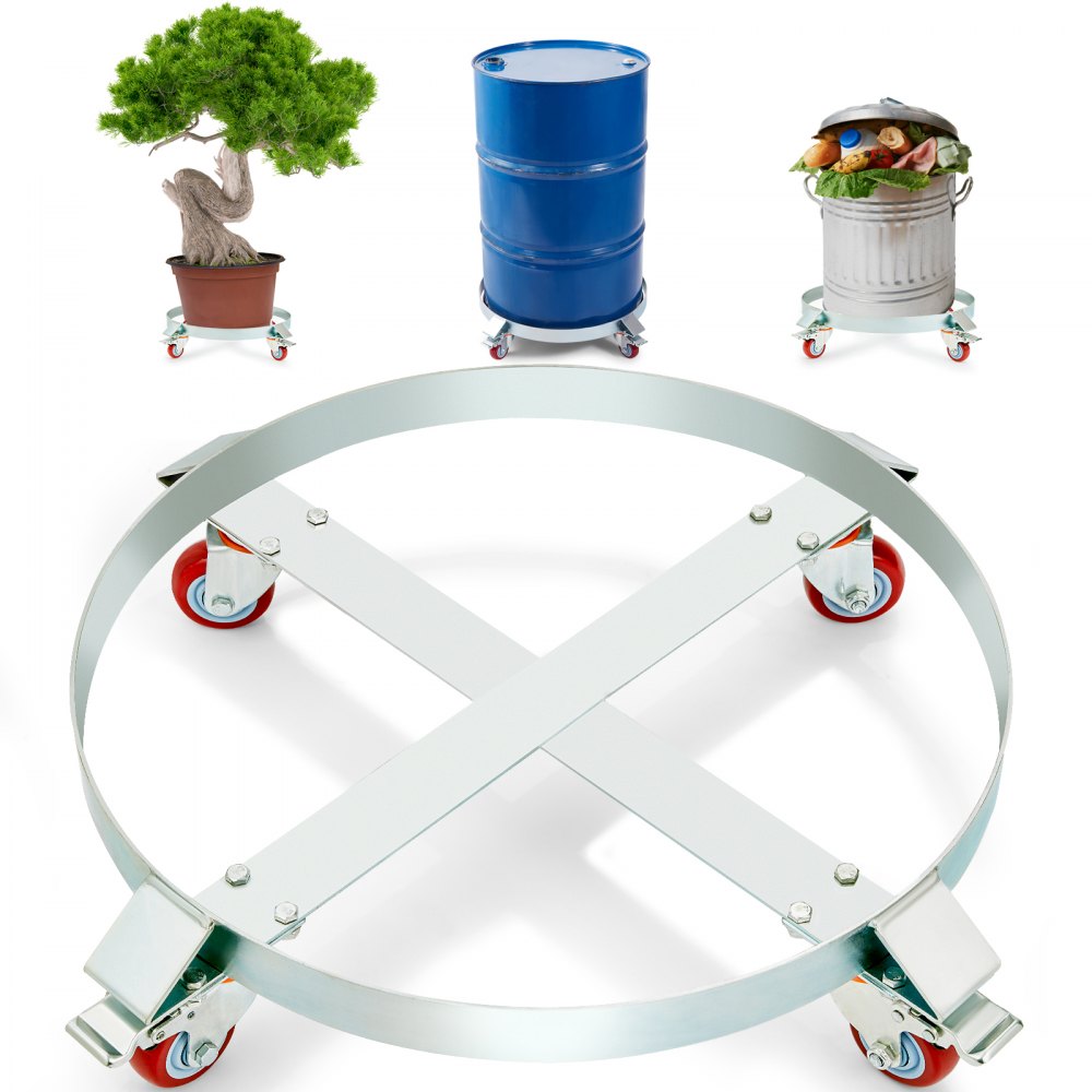 VEVOR 55 Gallon Heavy Duty Drum Dolly, 1000lbs Load Capacity, Barrel Dolly Cart Drum Caddy, Non Tipping Hand Truck Capacity Dollies with Steel Frame 4 Swivel Casters Wheel, for Warehouse Drum Handling - DZTCJ55100041CJLTV0