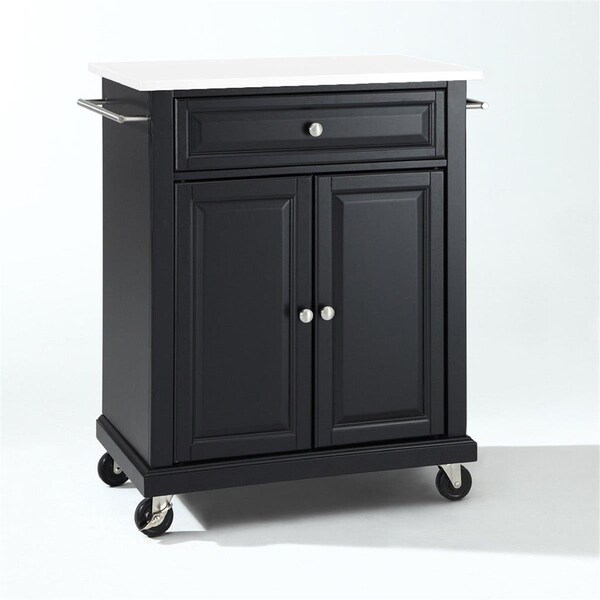 Crosley Brands Portable Granite Top Kitchen Cart, Black & White - KF30020EBK