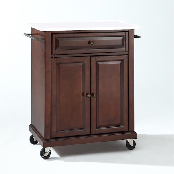 Crosley Brands Portable Granite Top Kitchen Cart, Mahogany & White - KF30020EMA