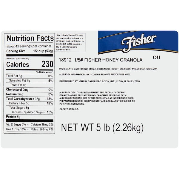 Granola de miel Fisher Fisher de 5 libras - 18912