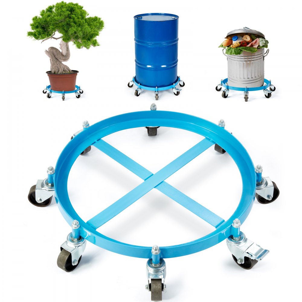 VEVOR 55 Gallon Heavy Duty Drum Dolly, 2000lbs Load Capacity, Barrel Dolly Cart Drum Caddy, Non Tipping Hand Truck Capacity Dollies with Steel Frame 8 Swivel Casters Wheel, for Warehouse Drum Handling - DZTCJ55200081DP0PV0