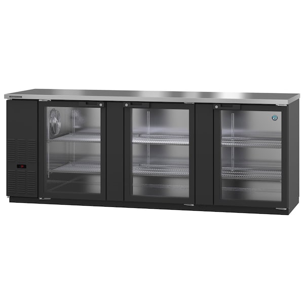 Hoshizaki America Refrigerator, Three Section, Black Vinyl Back Bar Back Bar, Glass Doors,  - BB95-G