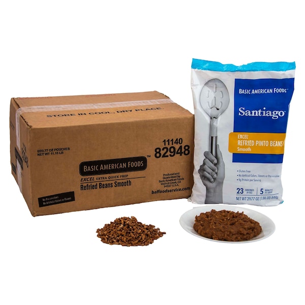 Frijoles Refritos Suaves Santiago de Baf Santiago Basic American Foods en Bolsa de 29.77 oz, Paquete de 6 - 82948