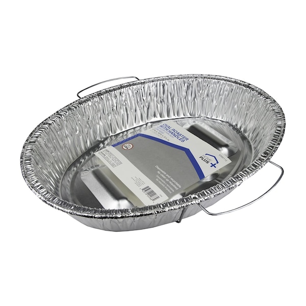 Home Plus Durable Foil 12-3/4 in. W X 17-3/8 in. L Oval Roaster Pan Silver - D72113