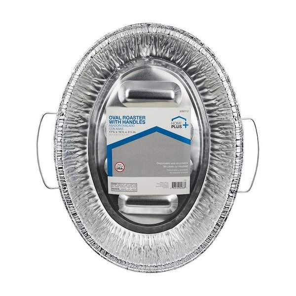 Home Plus Durable Foil 12-3/4 in. W X 17-3/8 in. L Oval Roaster Pan Silver - D72113