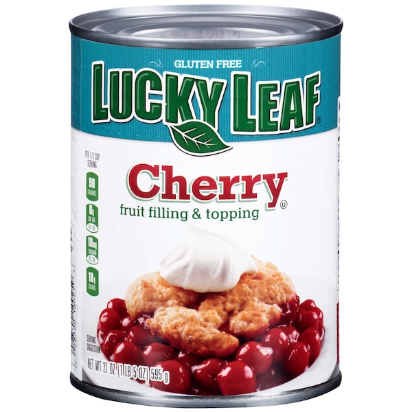 Relleno y cubierta de pay de frutas de cereza Lucky Leaf en lata de 21 oz, paquete de 12 - FCPFR2550LKL01