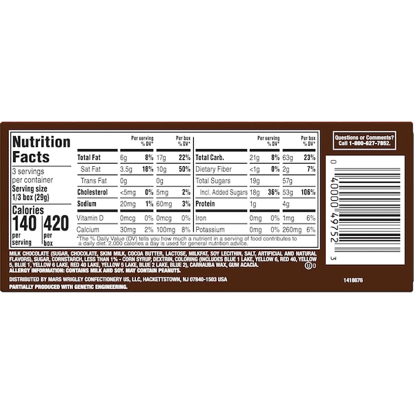 M&Ms Caja de Cine de Chocolate con Leche M&M's 3.1 oz., paquete de 12 - 313603