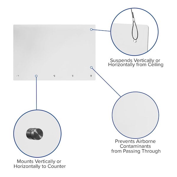 Flash Furniture Acrylic Suspended Register Shield / Sneeze Guard, 24"H x 36"L - BR-ASLM-2436-GG
