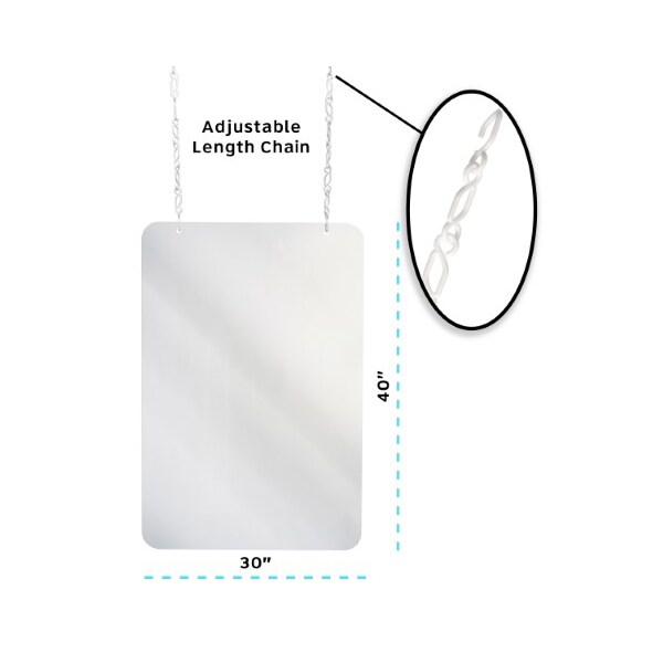 Alpine Industries 30"x 40"x 2"Clear Acrylic Sheet Hanging Protective Sneeze Guard - ALP410-3040-H