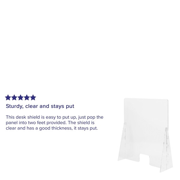 Flash Furniture Acrylic Free-Standing Register Shield / Sneeze Guard, 35"H x 42"L - BR-ASLF-3542-GG