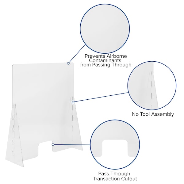 Flash Furniture Acrylic Free-Standing Register Shield / Sneeze Guard, 35"H x 42"L - BR-ASLF-3542-GG