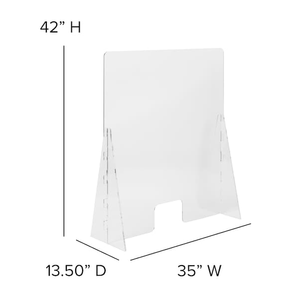 Flash Furniture Acrylic Free-Standing Register Shield / Sneeze Guard, 35"H x 42"L - BR-ASLF-3542-GG
