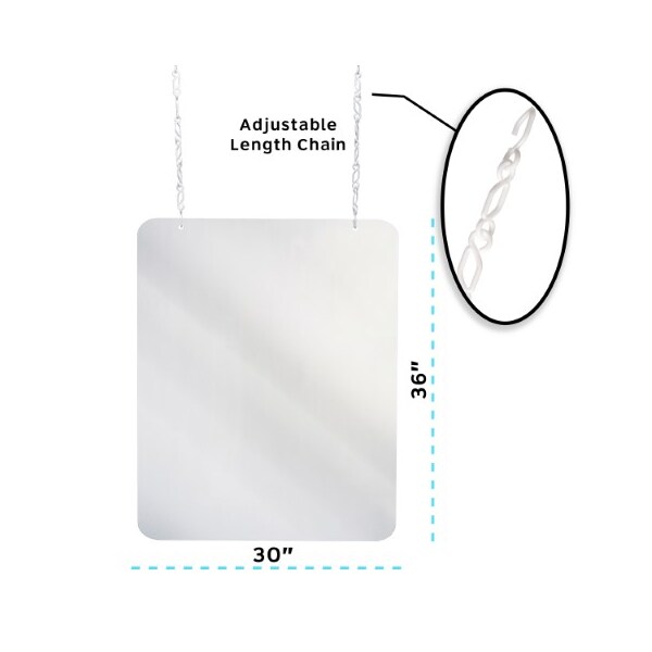 Alpine Industries 30"x 36"x 2"Clear Acrylic Sheet Hanging Protective Sneeze Guard, PK3 - ALP410-3036-H-3