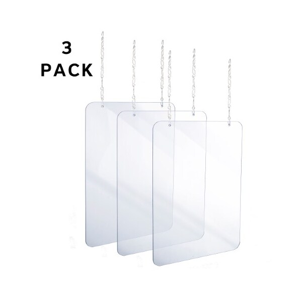 Alpine Industries 30"x 36"x 2"Clear Acrylic Sheet Hanging Protective Sneeze Guard, PK3 - ALP410-3036-H-3