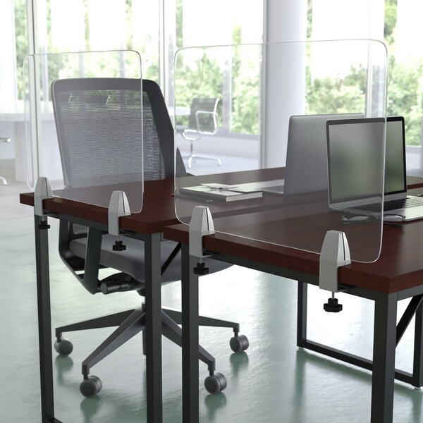 Flash Furniture Clear Acrylic Desk Partition, 18"H x 23"L, Hardware Included - BR-DDIA-4558-GG