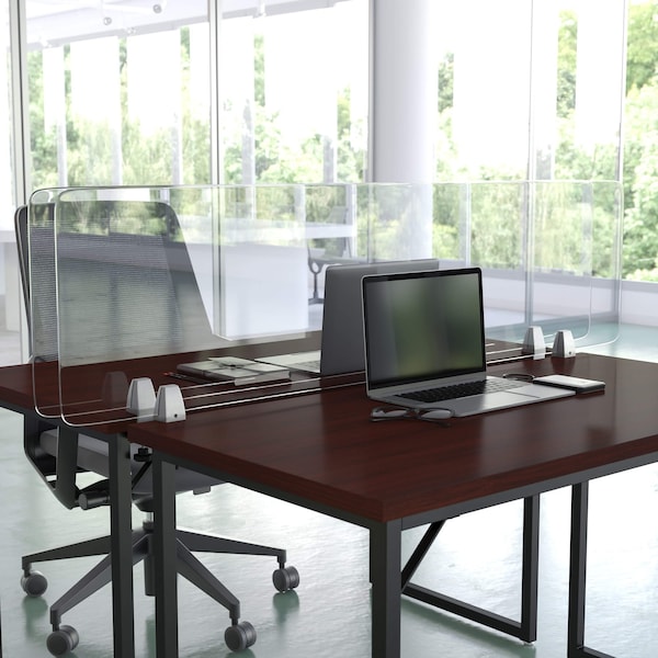 Flash Furniture Clear Acrylic Desk Partition, 18"H x 60"L, Hardware Included - BR-DDIA-45152-GG