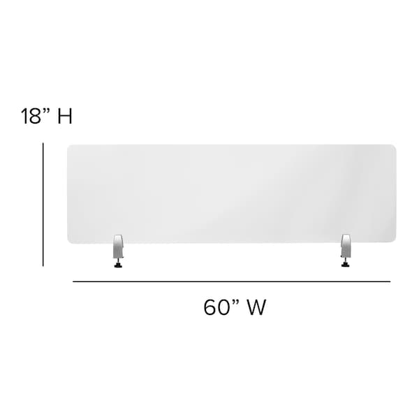 Flash Furniture Clear Acrylic Desk Partition, 18"H x 60"L, Hardware Included - BR-DDIA-45152-GG