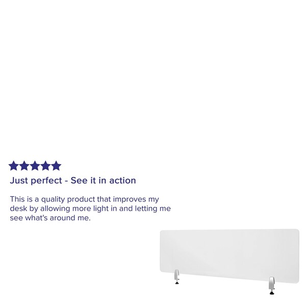 Flash Furniture Clear Acrylic Desk Partition, 18"H x 60"L, Hardware Included - BR-DDIA-45152-GG