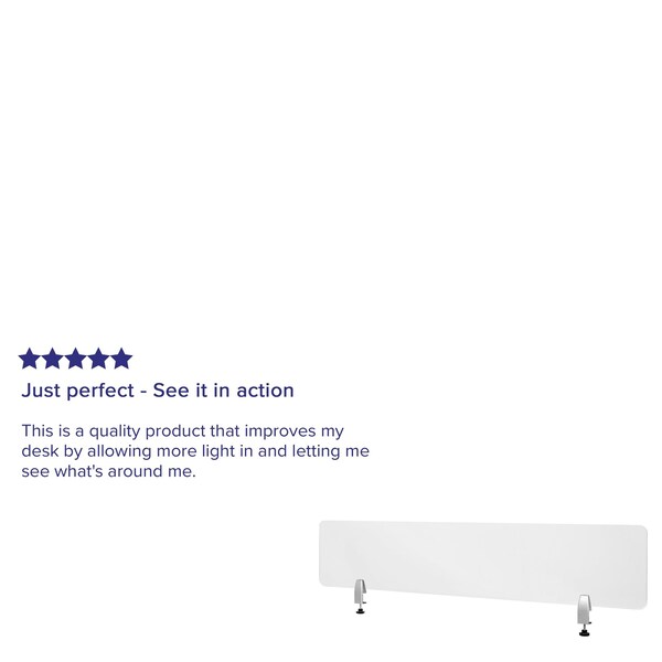 Flash Furniture Clear Acrylic Desk Partition, 12"H x 60"L, Hardware Included - BR-DDIA-30152-GG