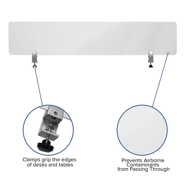 Flash Furniture Clear Acrylic Desk Partition, 12"H x 60"L, Hardware Included - BR-DDIA-30152-GG