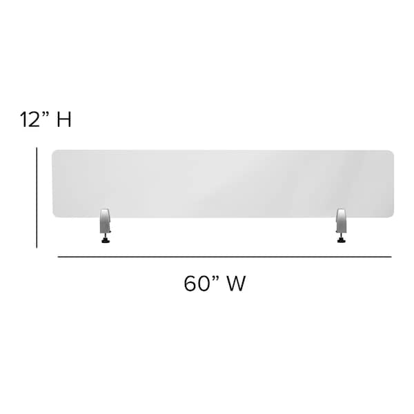 Flash Furniture Clear Acrylic Desk Partition, 12"H x 60"L, Hardware Included - BR-DDIA-30152-GG