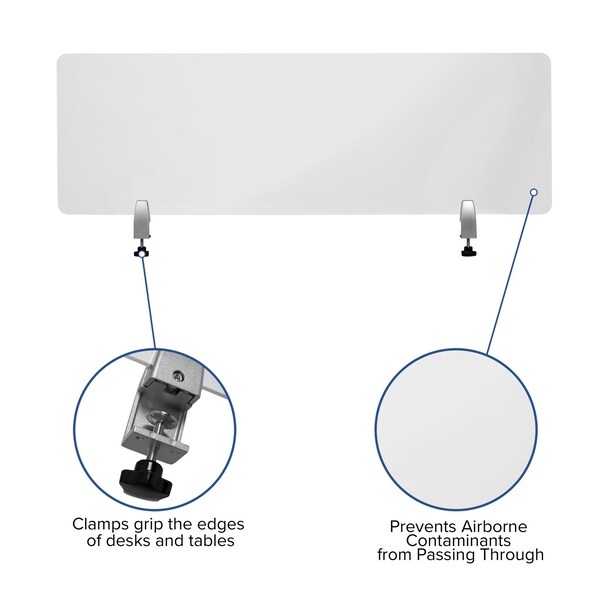 Flash Furniture Clear Acrylic Desk Partition, 18"H x 55"L, Hardware Included - BR-DDIA-45139-GG