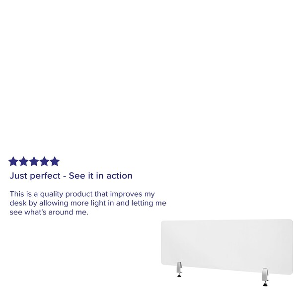 Flash Furniture Clear Acrylic Desk Partition, 18"H x 55"L, Hardware Included - BR-DDIA-45139-GG