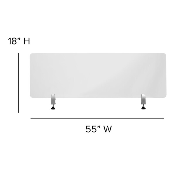 Flash Furniture Clear Acrylic Desk Partition, 18"H x 55"L, Hardware Included - BR-DDIA-45139-GG