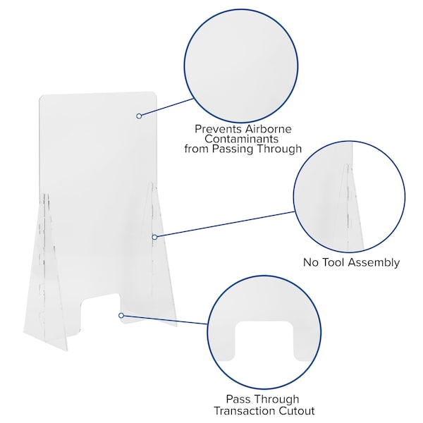 Flash Furniture Acrylic Free-Standing Register Shield / Sneeze Guard, 24"H x 42"L - BR-ASLF-2442-GG