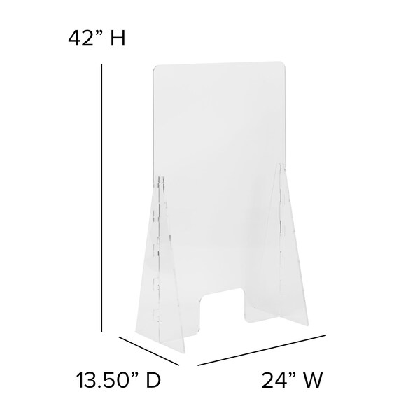 Flash Furniture Acrylic Free-Standing Register Shield / Sneeze Guard, 24"H x 42"L - BR-ASLF-2442-GG