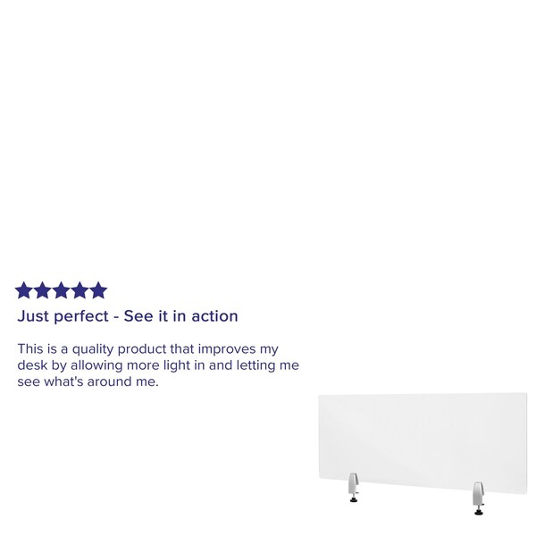 Flash Furniture Clear Acrylic Desk Partition, 18"H x 47"L, Hardware Included - BR-DDIA-45119-GG