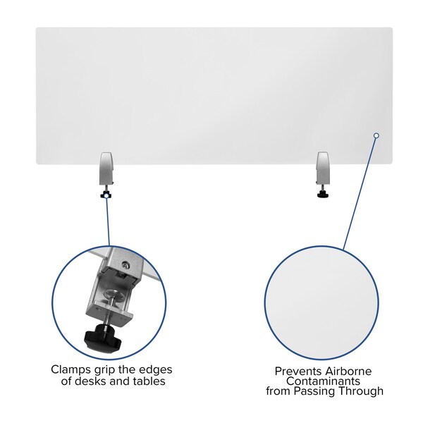Flash Furniture Clear Acrylic Desk Partition, 18"H x 47"L, Hardware Included - BR-DDIA-45119-GG