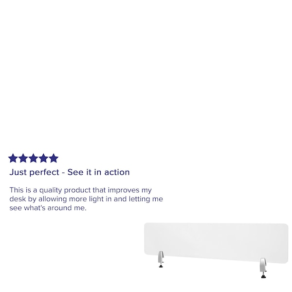 Flash Furniture Clear Acrylic Desk Partition, 12"H x 55"L, Hardware Included - BR-DDIA-30139-GG