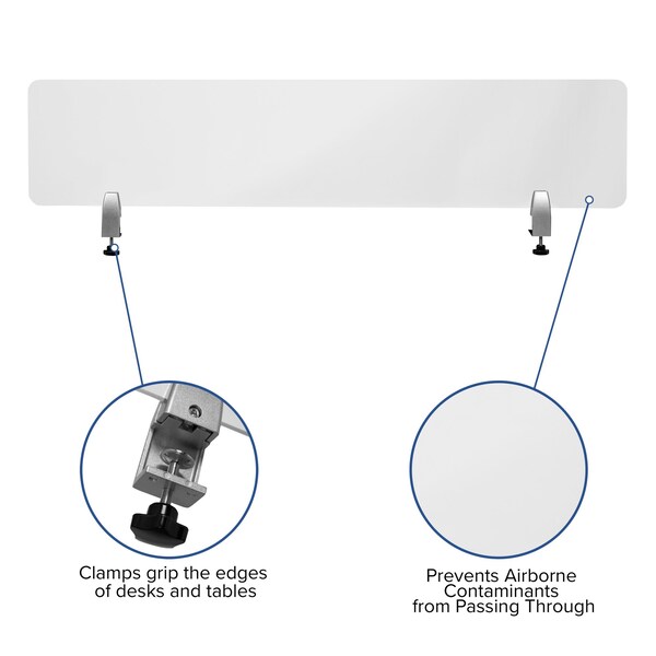 Flash Furniture Clear Acrylic Desk Partition, 12"H x 55"L, Hardware Included - BR-DDIA-30139-GG