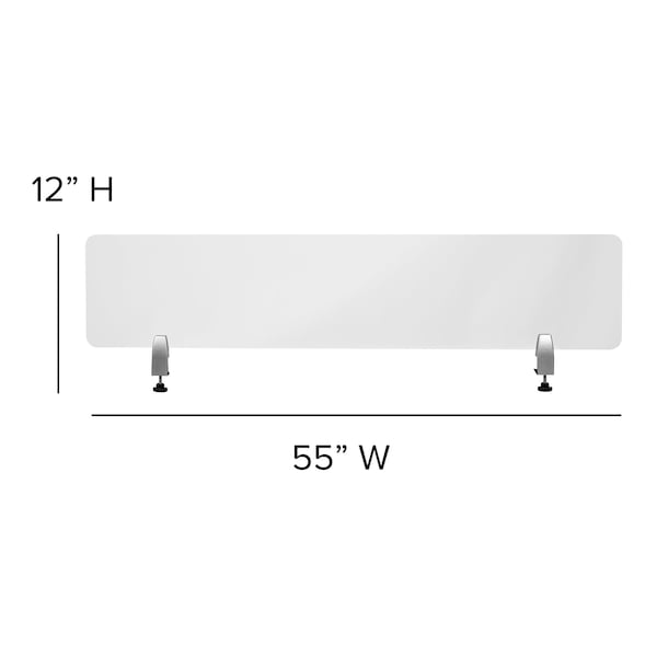 Flash Furniture Clear Acrylic Desk Partition, 12"H x 55"L, Hardware Included - BR-DDIA-30139-GG