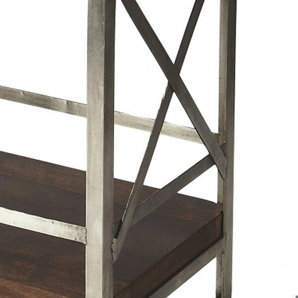 Homeroots 32.5 x 34 x 15 in. Vintage Style Rolling Server Bar Cart, Multi Color - 388944