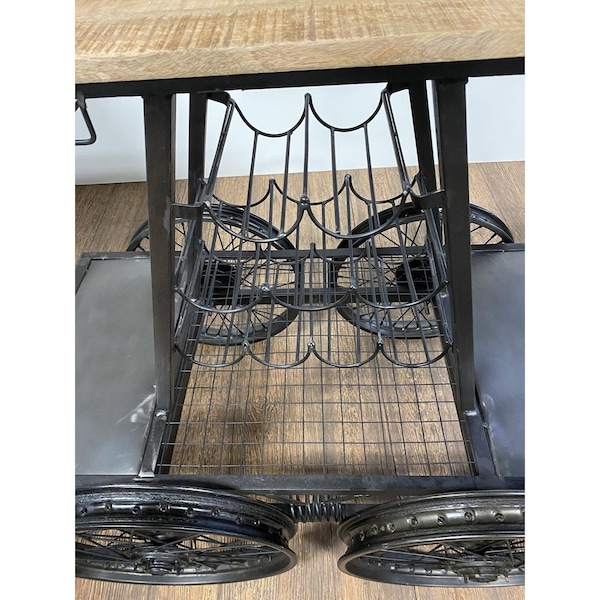 Homeroots 41 x 28 x 44 in. Rustic Black Rail Car Bar Cart - 389228