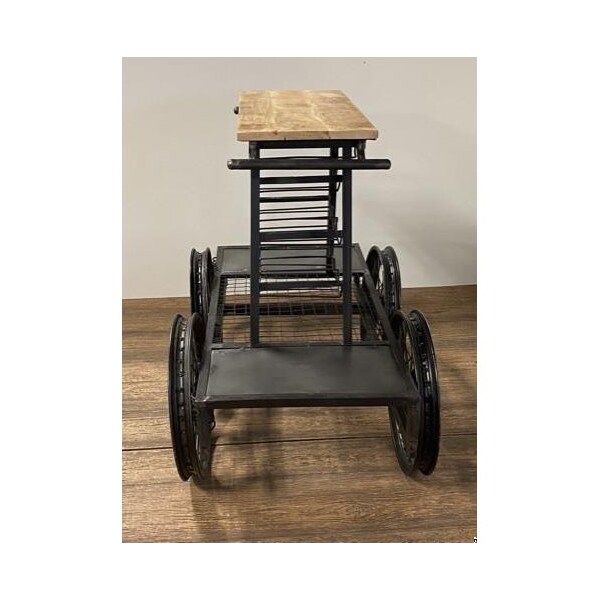 Homeroots 41 x 28 x 44 in. Rustic Black Rail Car Bar Cart - 389228