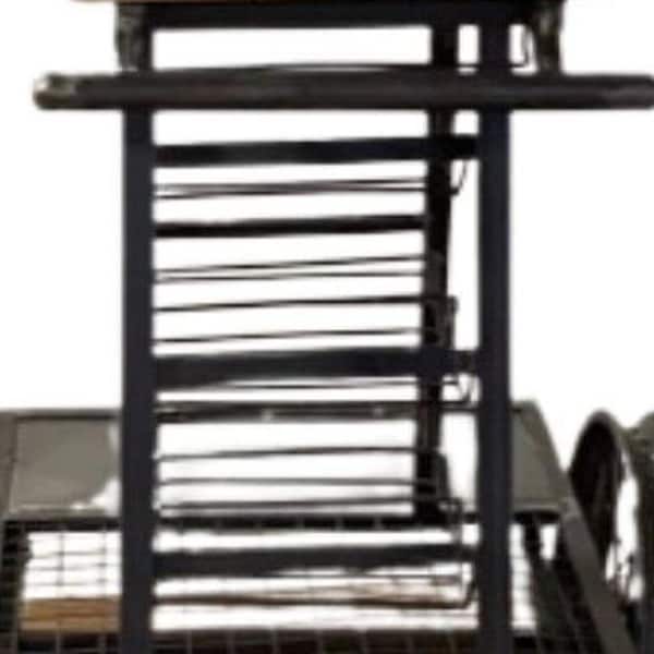 Homeroots 41 x 28 x 44 in. Rustic Black Rail Car Bar Cart - 389228