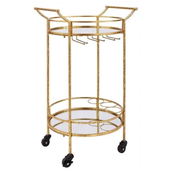 Linon Home Dcor LinonHomeDecor Round Gold Metal Bar Cart - AHW808AS1