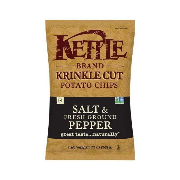 Kettle Foods Kettle Chip Sal y Pimienta Corte Rizado 13 oz., Paquete de 9 - 112232